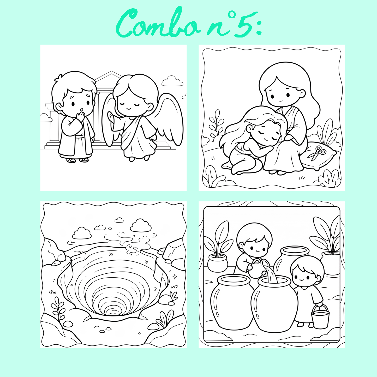 Combo n°27 - 10 pages de coloriage chrétien PDF