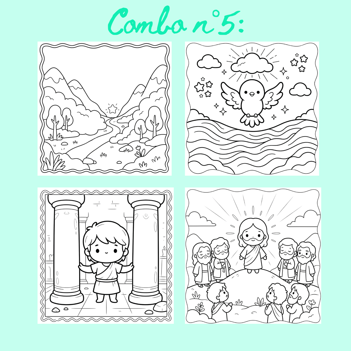 Combo n°27 - 10 pages de coloriage chrétien PDF